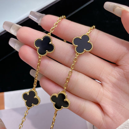 [Ornora Jewelry]CLOVER 10 MOTIFS ONYX NECKLACE