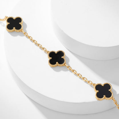 [Ornora Jewelry]CLOVER 10 MOTIFS ONYX NECKLACE