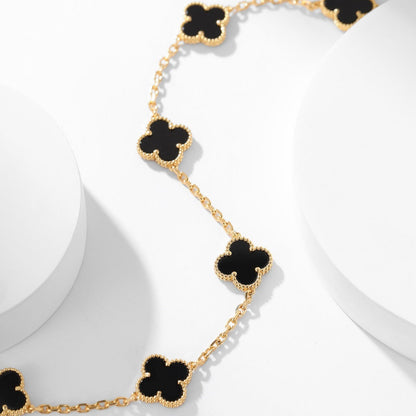 [Ornora Jewelry]CLOVER 10 MOTIFS ONYX NECKLACE
