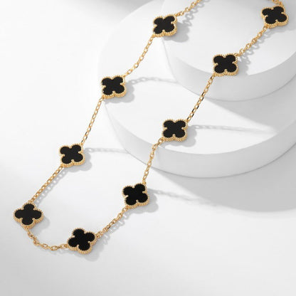 [Ornora Jewelry]CLOVER 10 MOTIFS ONYX NECKLACE