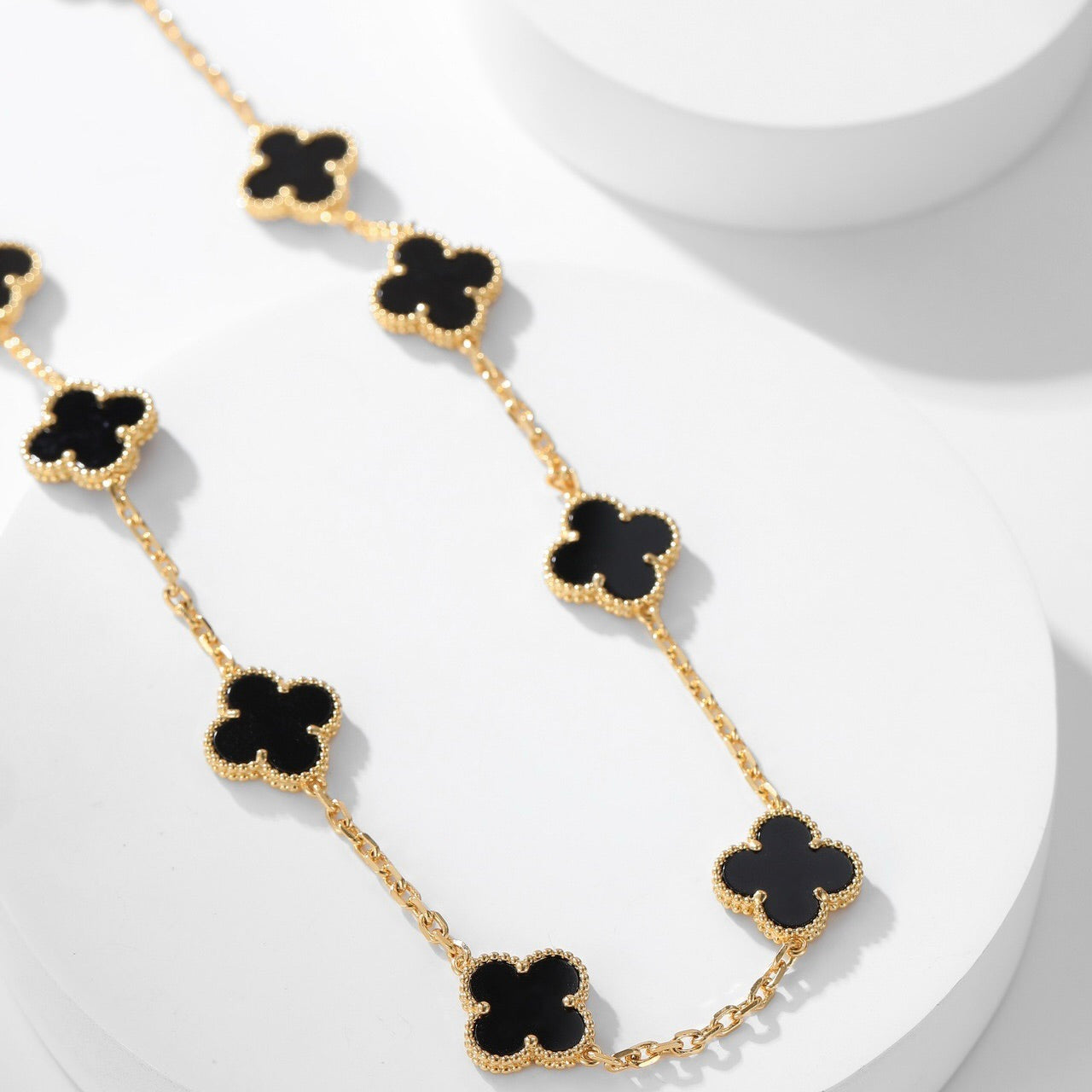 [Ornora Jewelry]CLOVER 10 MOTIFS ONYX NECKLACE