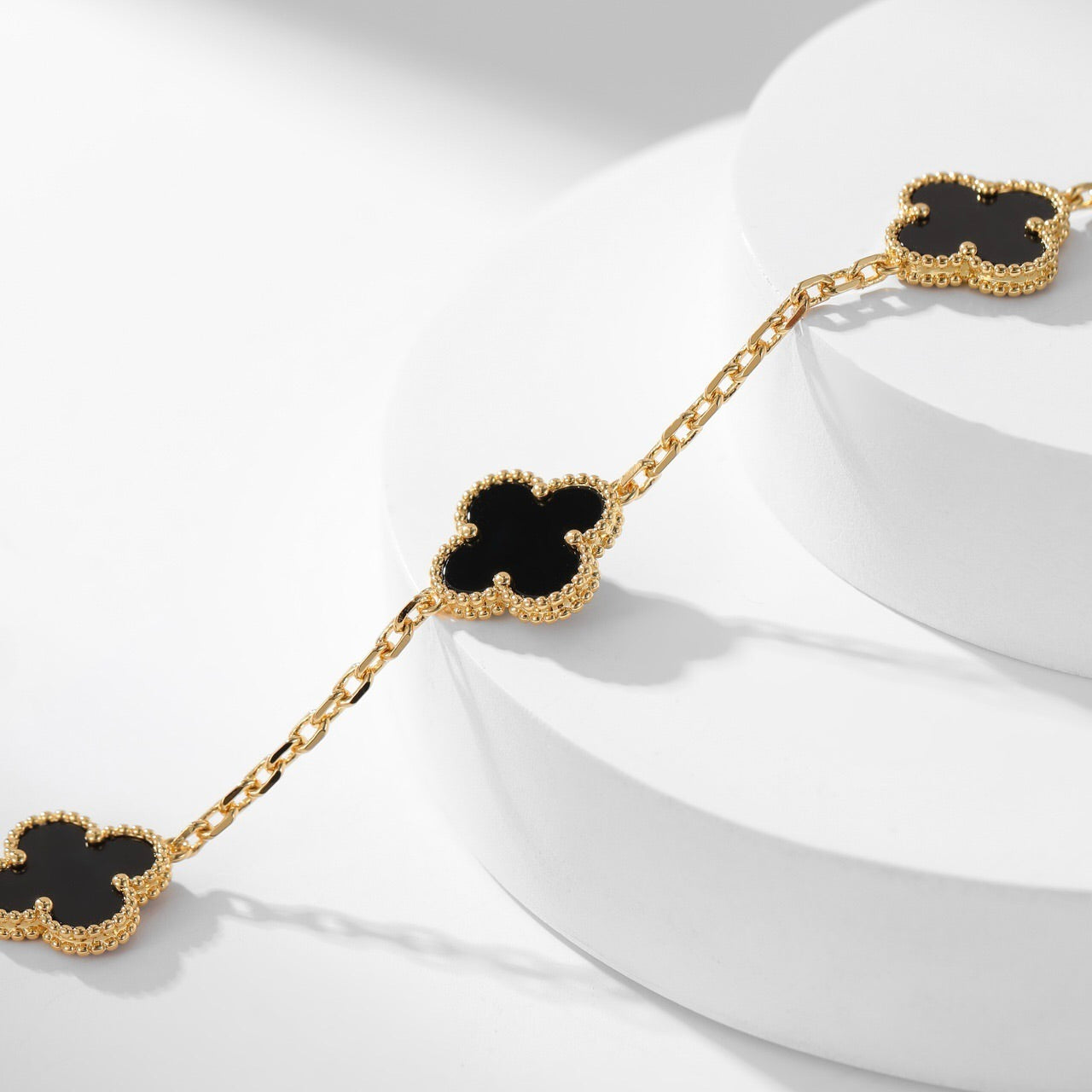 [Ornora Jewelry]CLOVER 10 MOTIFS ONYX NECKLACE