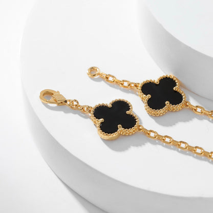 [Ornora Jewelry]CLOVER 10 MOTIFS ONYX NECKLACE