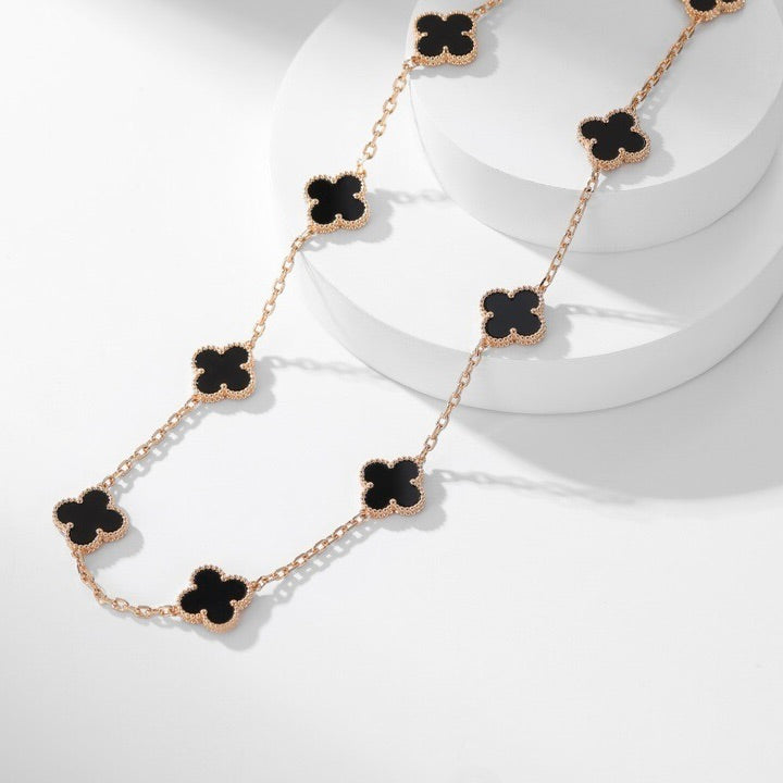[Ornora Jewelry]CLOVER 10 MOTIFS ONYX NECKLACE