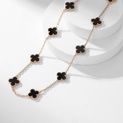 [Ornora Jewelry]CLOVER 10 MOTIFS ONYX NECKLACE