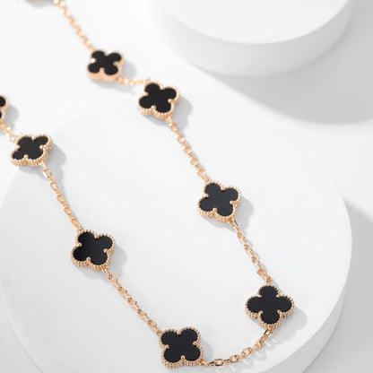 [Ornora Jewelry]CLOVER 10 MOTIFS ONYX NECKLACE