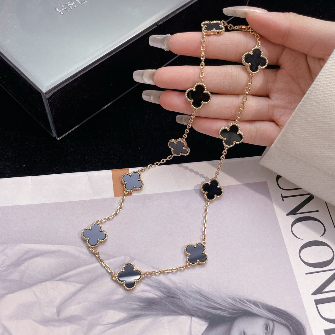 [Ornora Jewelry]CLOVER 10 MOTIFS ONYX NECKLACE