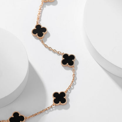 [Ornora Jewelry]CLOVER 10 MOTIFS ONYX NECKLACE