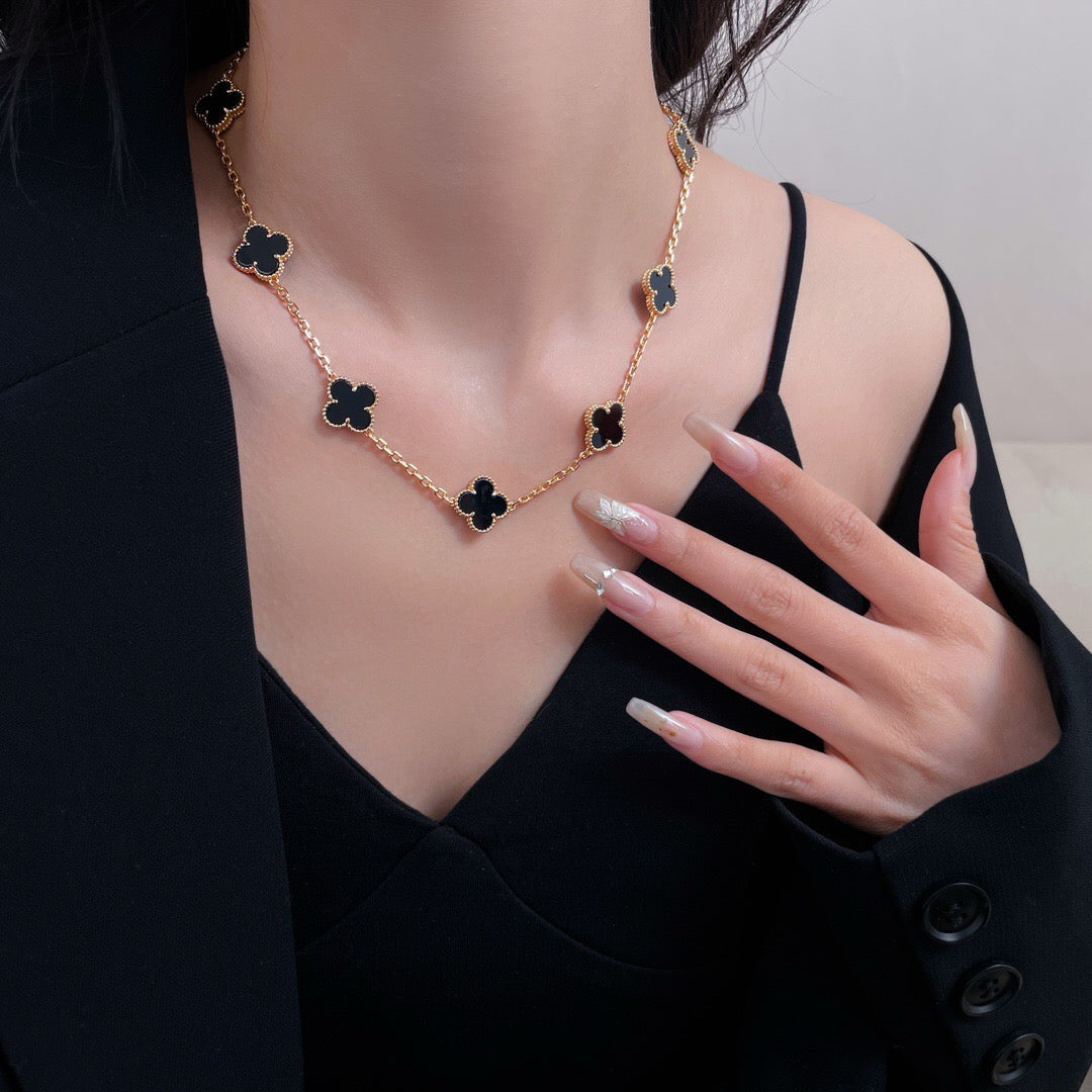 [Ornora Jewelry]CLOVER 10 MOTIFS ONYX NECKLACE