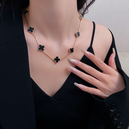 [Ornora Jewelry]CLOVER 10 MOTIFS ONYX NECKLACE
