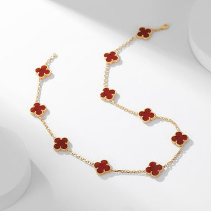 [Ornora Jewelry]CLOVER 10 MOTIFS CARNELIAN NECKLACE