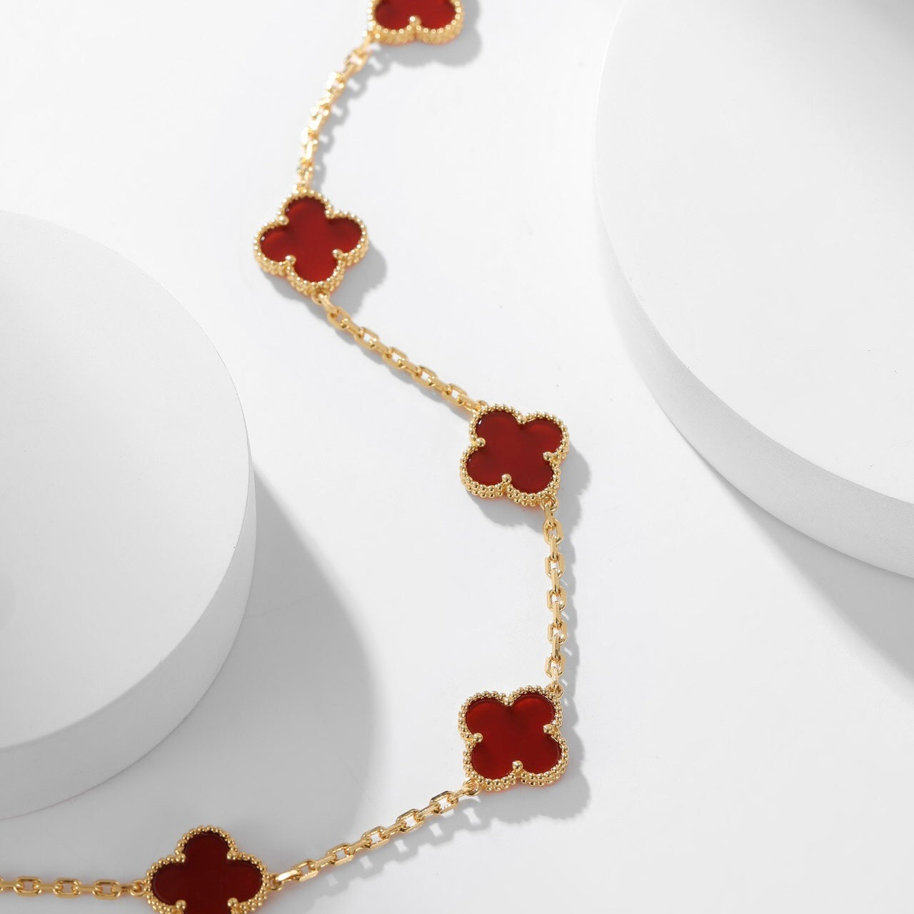 [Ornora Jewelry]CLOVER 10 MOTIFS CARNELIAN NECKLACE