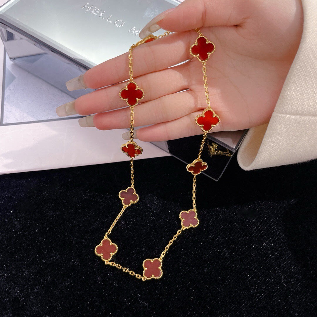 [Ornora Jewelry]CLOVER 10 MOTIFS CARNELIAN NECKLACE