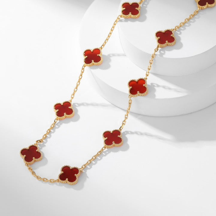 [Ornora Jewelry]CLOVER 10 MOTIFS CARNELIAN NECKLACE