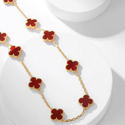 [Ornora Jewelry]CLOVER 10 MOTIFS CARNELIAN NECKLACE