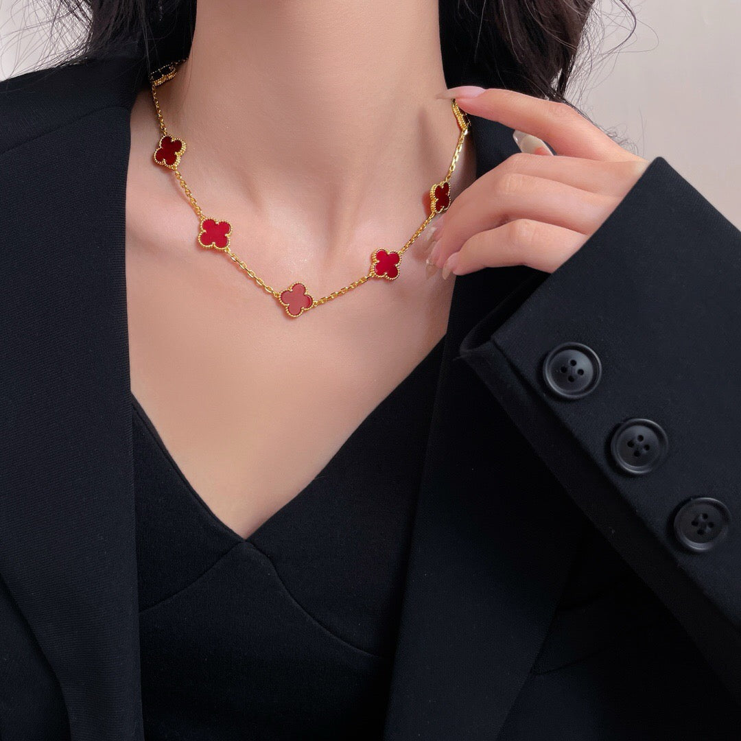 [Ornora Jewelry]CLOVER 10 MOTIFS CARNELIAN NECKLACE
