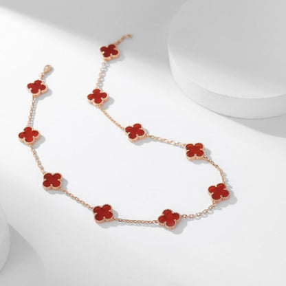 [Ornora Jewelry]CLOVER 10 MOTIFS CARNELIAN NECKLACE