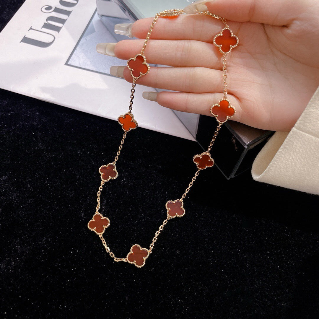 [Ornora Jewelry]CLOVER 10 MOTIFS CARNELIAN NECKLACE
