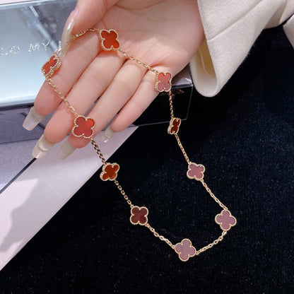 [Ornora Jewelry]CLOVER 10 MOTIFS CARNELIAN NECKLACE