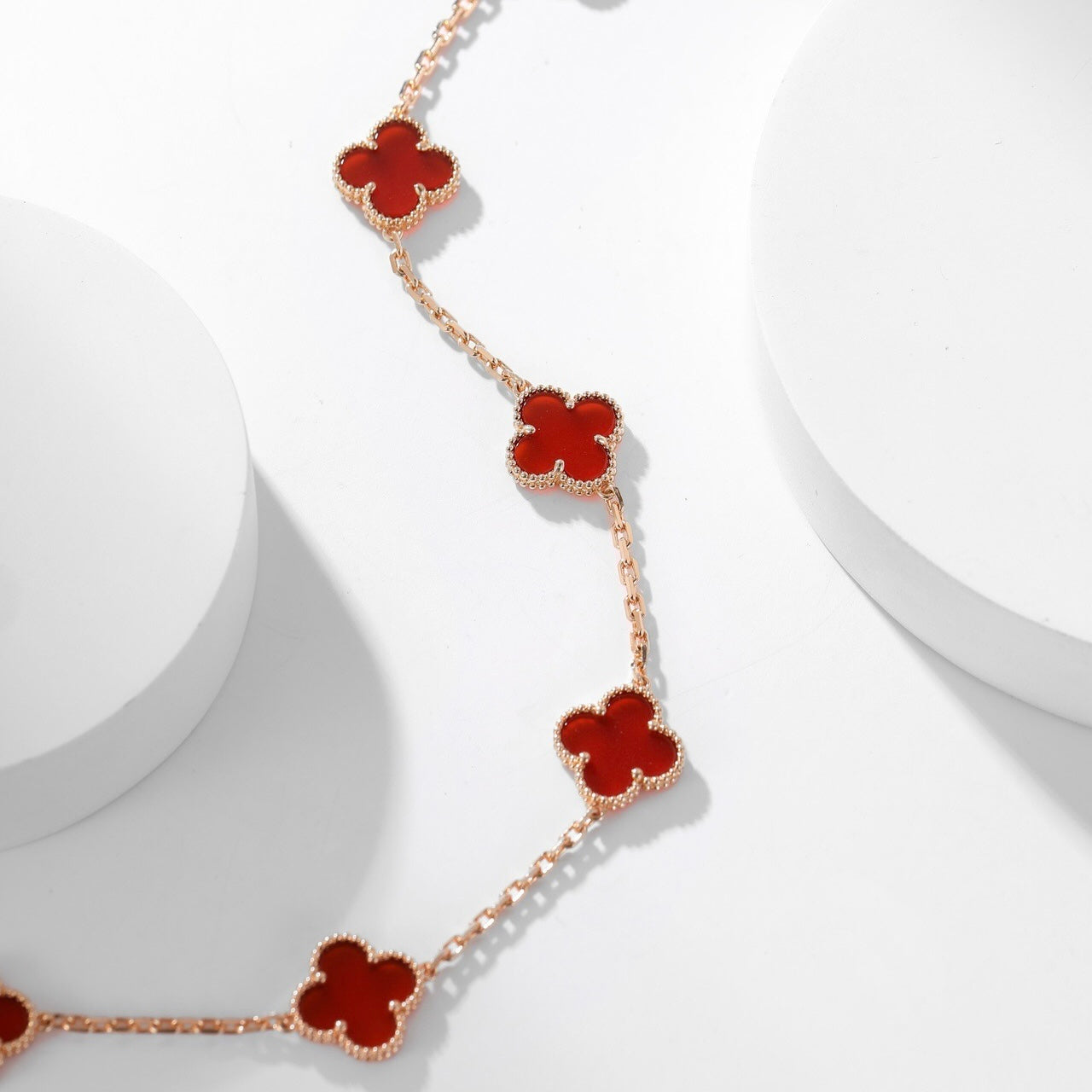 [Ornora Jewelry]CLOVER 10 MOTIFS CARNELIAN NECKLACE