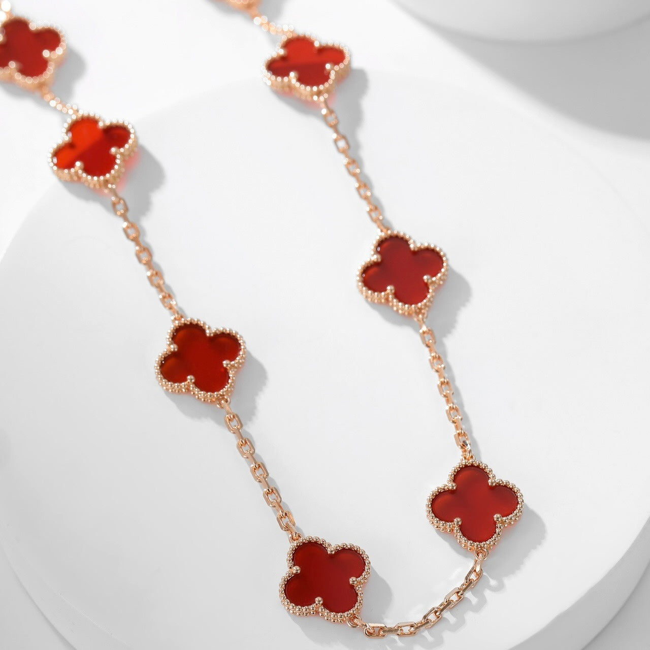 [Ornora Jewelry]CLOVER 10 MOTIFS CARNELIAN NECKLACE