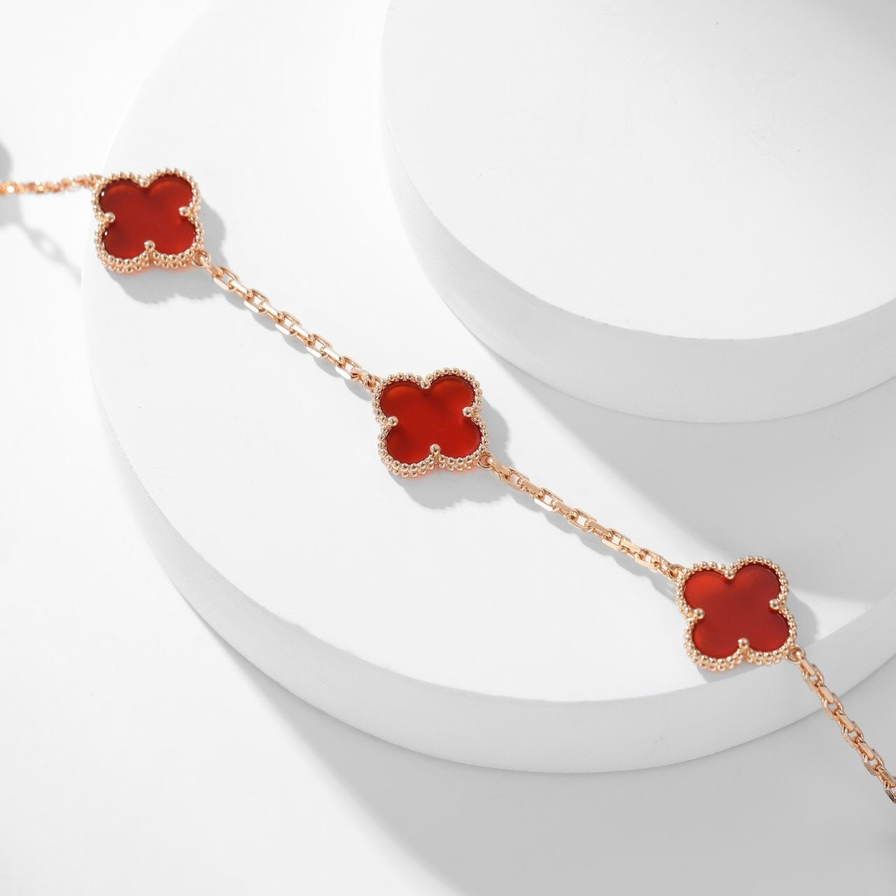 [Ornora Jewelry]CLOVER 10 MOTIFS CARNELIAN NECKLACE