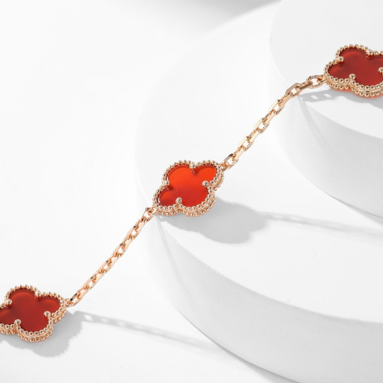 [Ornora Jewelry]CLOVER 10 MOTIFS CARNELIAN NECKLACE