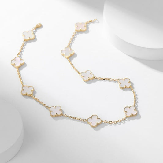 [Ornora Jewelry]CLOVER 10 MOTIFS WHITE MOTHER OF PEARL NECKLACE