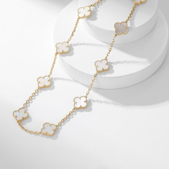 [Ornora Jewelry]CLOVER 10 MOTIFS WHITE MOTHER OF PEARL NECKLACE