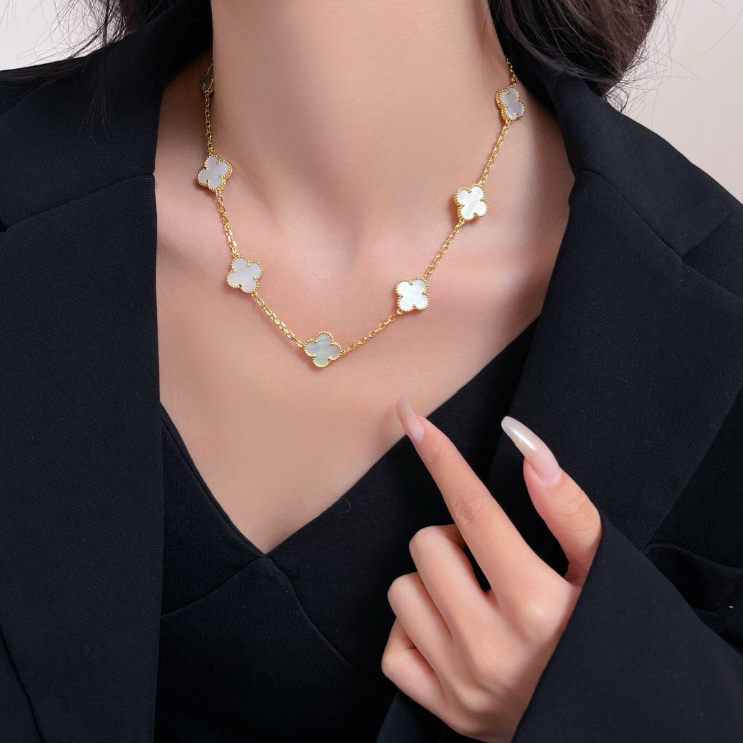 [Ornora Jewelry]CLOVER 10 MOTIFS WHITE MOTHER OF PEARL NECKLACE