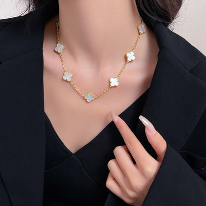 [Ornora Jewelry]CLOVER 10 MOTIFS WHITE MOTHER OF PEARL NECKLACE