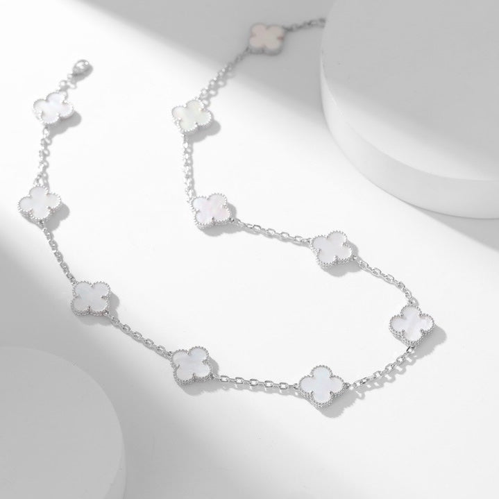 [Ornora Jewelry]CLOVER 10 MOTIFS WHITE MOTHER OF PEARL NECKLACE