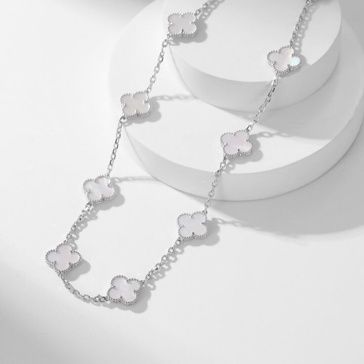 [Ornora Jewelry]CLOVER 10 MOTIFS WHITE MOTHER OF PEARL NECKLACE
