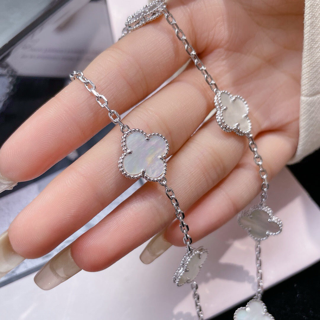 [Ornora Jewelry]CLOVER 10 MOTIFS WHITE MOTHER OF PEARL NECKLACE