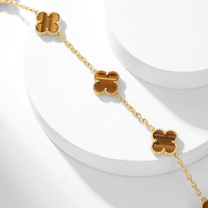 [Ornora Jewelry]CLOVER 10 MOTIFS TIGER EYE NECKLACE