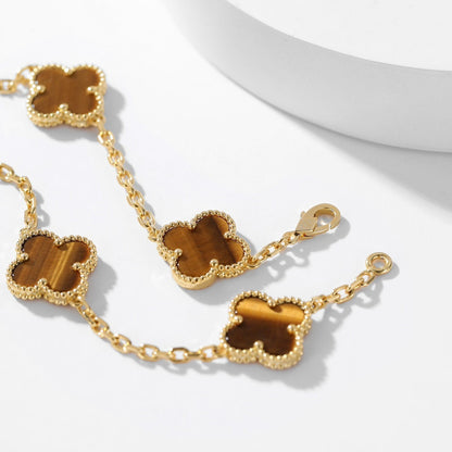 [Ornora Jewelry]CLOVER 10 MOTIFS TIGER EYE NECKLACE