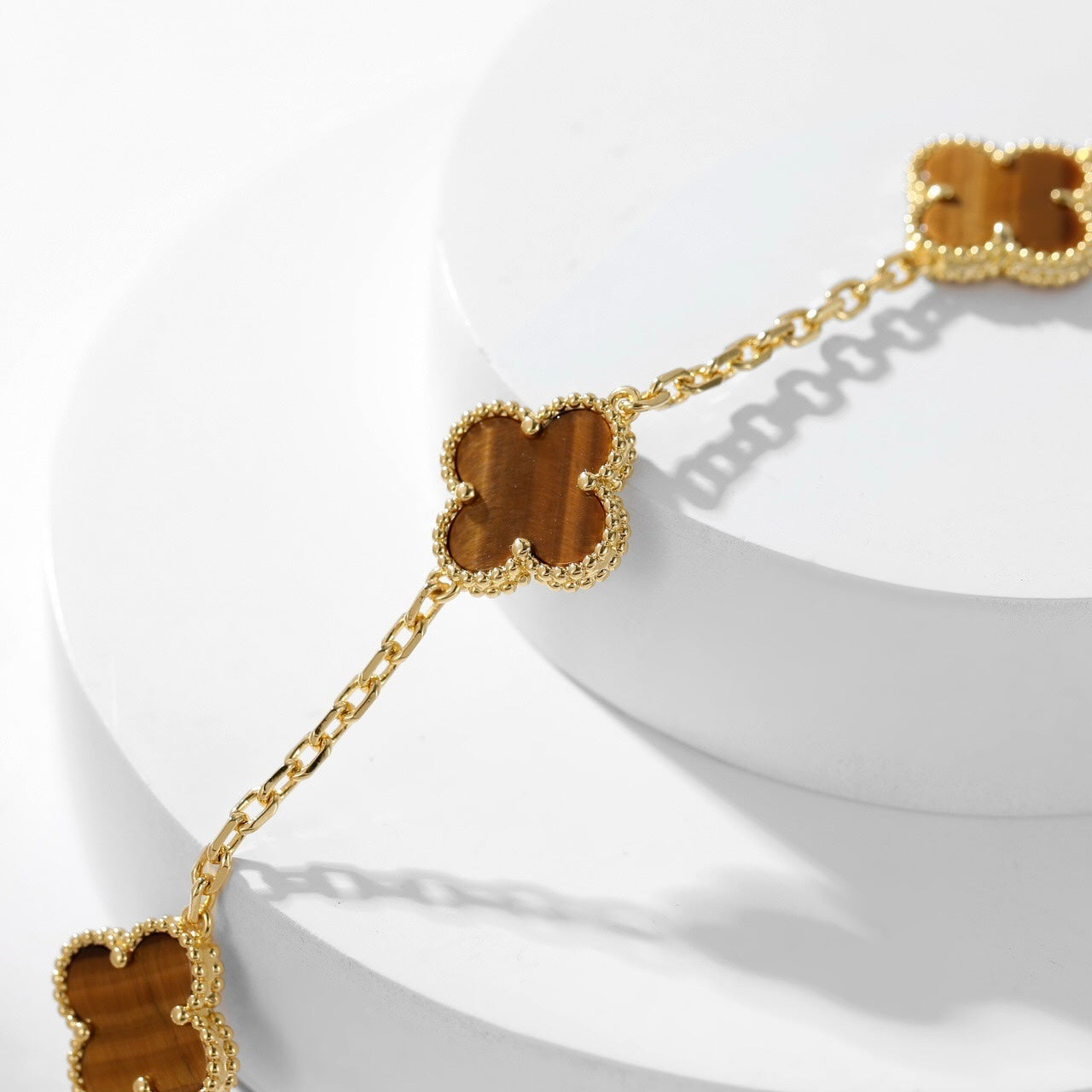[Ornora Jewelry]CLOVER 10 MOTIFS TIGER EYE NECKLACE