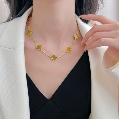 [Ornora Jewelry]CLOVER 10 MOTIFS TIGER EYE NECKLACE