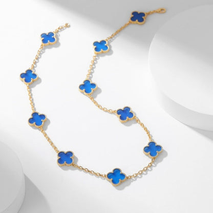 [Ornora Jewelry]CLOVER 10 MOTIFS BLUE AGATE NECKLACE
