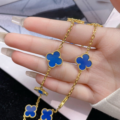 [Ornora Jewelry]CLOVER 10 MOTIFS BLUE AGATE NECKLACE