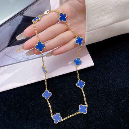 [Ornora Jewelry]CLOVER 10 MOTIFS BLUE AGATE NECKLACE
