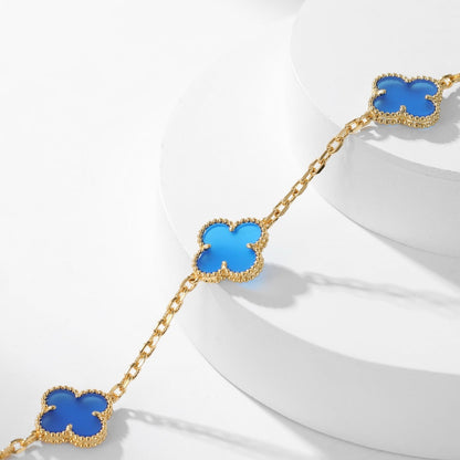 [Ornora Jewelry]CLOVER 10 MOTIFS BLUE AGATE NECKLACE