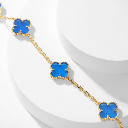 [Ornora Jewelry]CLOVER 10 MOTIFS BLUE AGATE NECKLACE