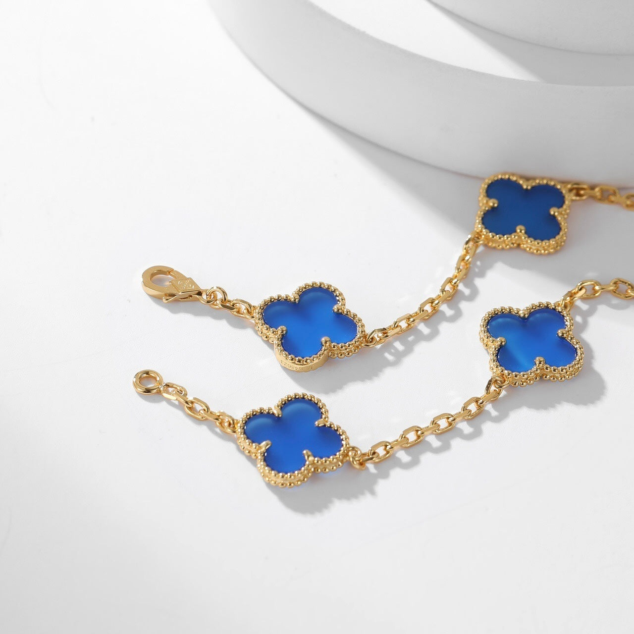 [Ornora Jewelry]CLOVER 10 MOTIFS BLUE AGATE NECKLACE