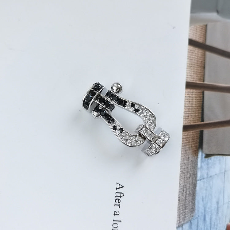 [Ornora Jewelry]FORCE LARGE HORSESHOE BLACK WHITE DIAMOND BRACELET ROSE GOLD