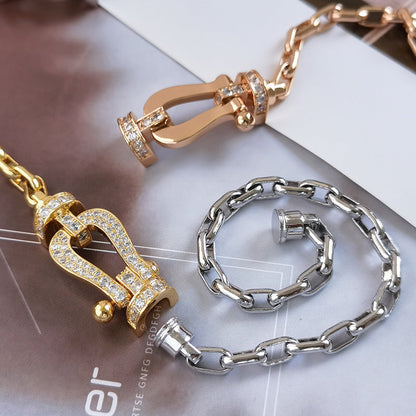 [Ornora Jewelry]FORCE LARGE HORSESHOE CLASP  METAL BRACELET