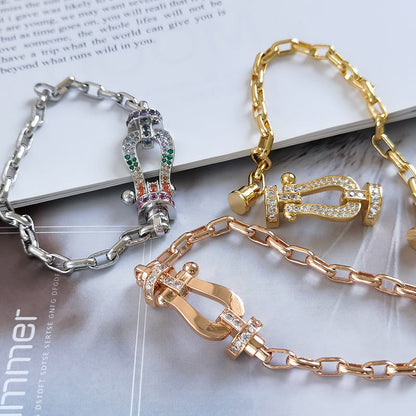 [Ornora Jewelry]FORCE LARGE HORSESHOE CLASP  METAL BRACELET