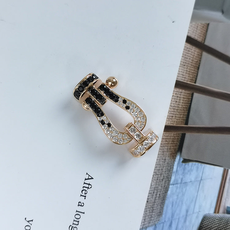 [Ornora Jewelry]FORCE LARGE HORSESHOE BLACK WHITE DIAMOND BRACELET SILVER