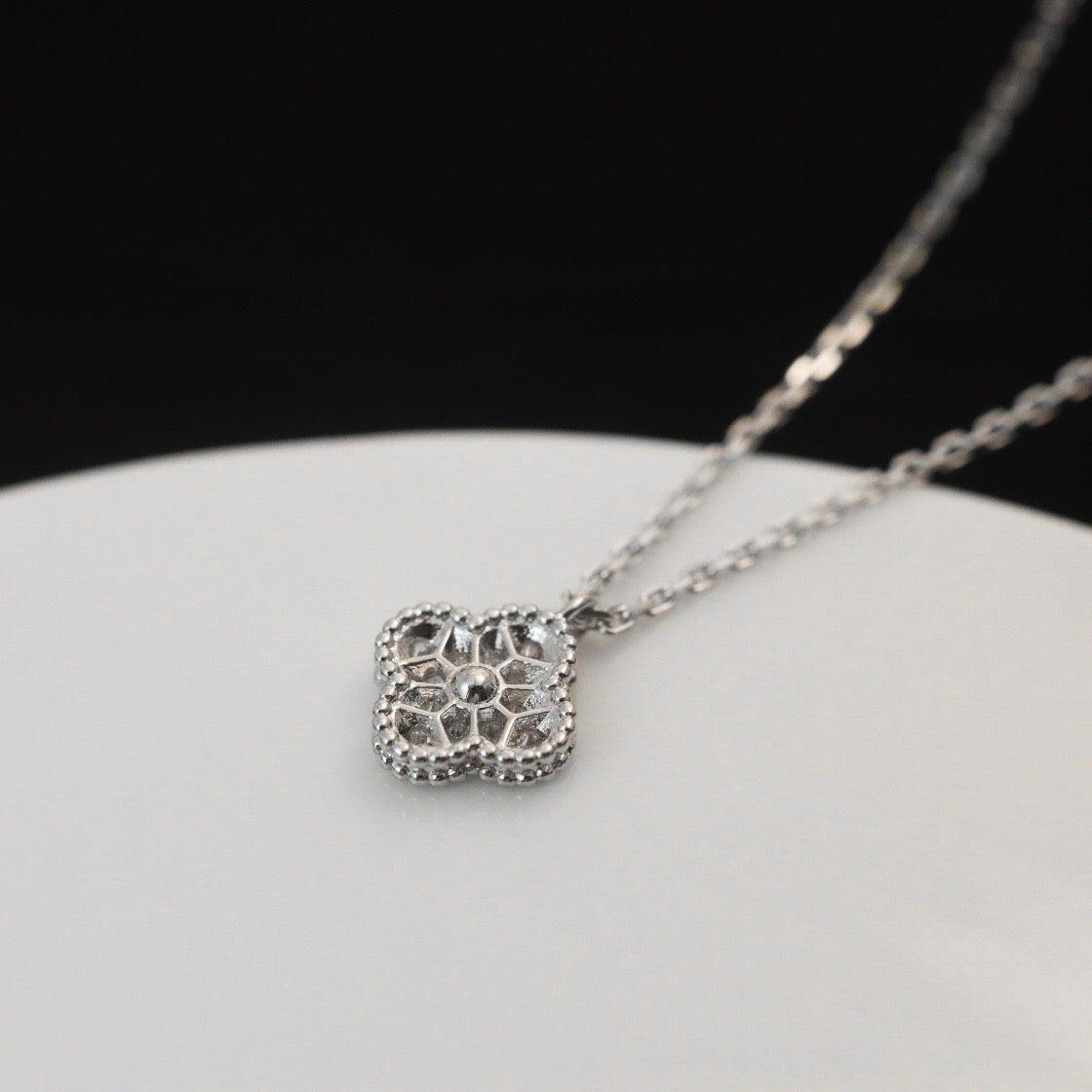 [Ornora Jewelry]CLOVER MINI 9.5MM PENDANT DIAMOND NECKLACE