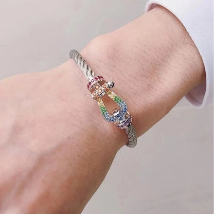 [Ornora Jewelry]FORC LARGE HORSESHOE  COLORED DIAMOND BRACELET SILVER